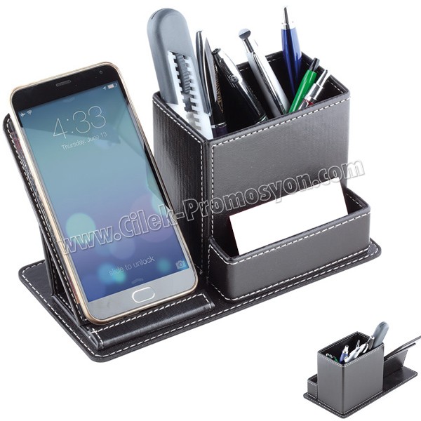 Ucuz Promosyon Deri Kalemlik Notluk Telefon Standı AMG13306