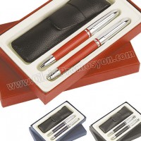 Ucuz Promosyon Deri Kılıflı Kalem Seti Dolma Tükenmez GKS2317 Ucuz Promosyon Deri Kılıflı Kalem Seti Dolma Tükenmez GKS2317