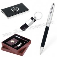 Ucuz Promosyon Kartvizitlik Seti Kalem ve Anahtarlıklı GKV882