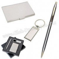 Ucuz Promosyon Kartvizitlik Seti Metal Kalem ve Anahtarlıklı GKV817-G