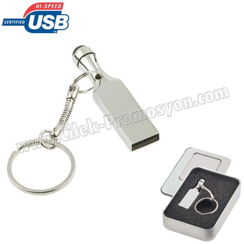 Ucuz Promosyon Metal Flash Bellek 16 GB - Dokunmatik Uç ve Anahtarlık AFB3278-16