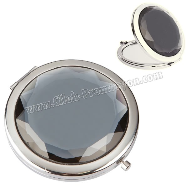 Ucuz Promosyon Metal Makyaj Aynası Büyüteçli Kristal Efektli AAM10156