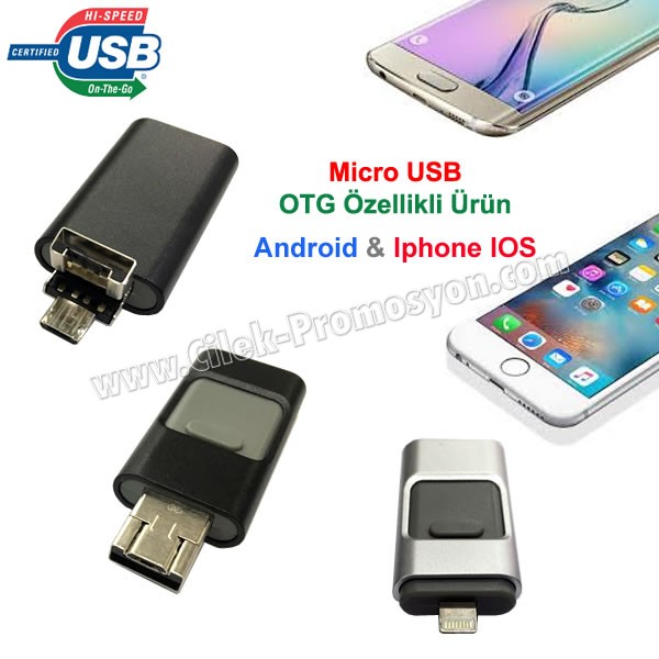 Ucuz Promosyon OTG Flash Bellek 16 GB - Android ve IOS Iphone OTG Özellikli AFB3257