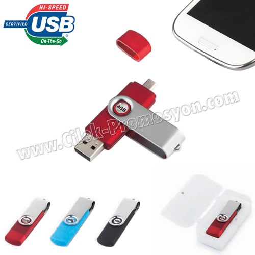 Ucuz Promosyon OTG Flash Bellek 16 GB - OTG Özellikli - Metal Koruyuculu AFB3297-16