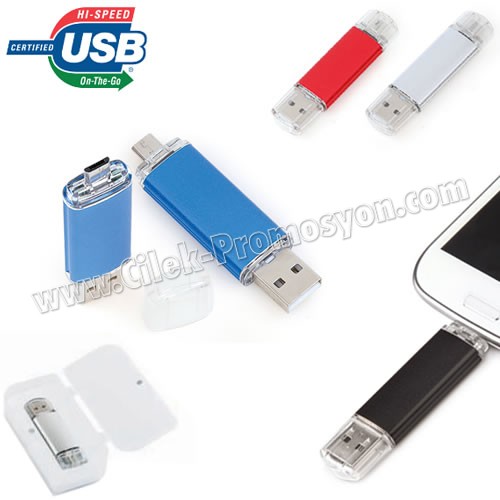 Ucuz Promosyon OTG Flash Bellek 8 GB - OTG Özellikli - Metal AFB3296-8